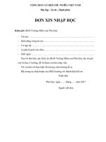 ĐƠN XIN NHẬP HỌC