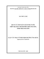 QUẢN LÝ CHI NGÂN SÁCH NHÀ NƢỚC  TRÊN ĐỊA BÀN THÀNH PHỐ THÁI NGUYÊN,  TỈNH THÁI NGUYÊN