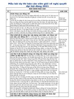 Mẫu bài dự thi báo cáo viên giỏi về nghị quyết đại hội đảng 2021