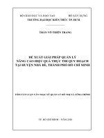 Tóm tắt Luận văn Thạc sĩ Quản lý đô thị và công trình: Đề xuất giải pháp quản lý nâng cao hiệu quả thực thi quy hoạch tại huyện Nhà Bè, thành phố Hồ Chí Minh