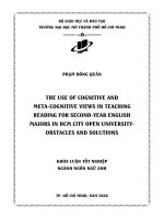 The use of cognitive and meta cognitive views in teaching reading for second year english majors in hcm city open university  obstacles and solutions 