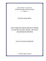 Hoàn Thiện Hệ Thống Kiểm Soát Nội Bộ Tại Trường Đại Học