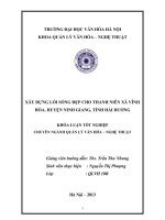 Xây dựng lối sống đẹp cho thanh niên xã vĩnh hòa,huyện ninh giang,tỉnh hải dương 