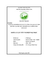 Đánh giá mô hình sản xuất và công tác quản lý môi trường tại nhà máy chế biến gia vị phẩm bình vinh đài loan 