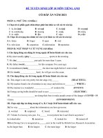 Đề thi thử tuyển sinh lớp 10 môn Anh Thanh Hóa năm 2021 số 3