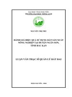 Đánh giá hiệu quả sử dụng đất sản xuất nông nghiệp tại huyện ngân sơn tỉnh bắc kạn 
