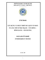 Xây dựng và phát triển du lịch văn hóa ở làng tiến sĩ mộ trạch   tân hồng   bình giang   hải dương 