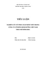NGHIÊN CỨU VỀ TÍNH CÁCH NHÂN VIÊN TRONG CÔNG TY CỔ PHẦN DINH DƯỠNG VIỆT NAM THEO MÔ HÌNH DISC