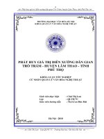 Phát huy giá trị diễn xướng dân gian trò trám, huyện lâm thao, tỉnh phú thọ 