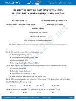 Đề thi thử THPT QG 2017 môn Vật Lý lần 3 trường Chuyên Đại Học Vinh