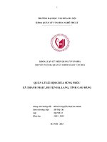 Quản lý lễ hội chùa sùng phúc xã thanh nhật, huyện hạ lang, tỉnh cao bằng 