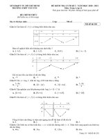 Đề kiểm tra cuối kì 1 Toán 12 năm 2020 - 2021 trường THPT Tân Túc - TP HCM - TOANMATH.com