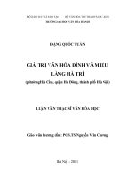 Giá trị văn hóa đình và miếu làng hà trì (phường hà cầu, quận hà đông, thành phố hà nội) 