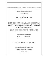 Biến đổi văn hóa làng nghề vạn phúc trong bối cảnh đô thị hóa (phường vạn phúc, thuộc quận hà đông, thành phố hà nội) 