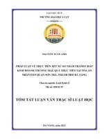 Tóm tắt Luận văn Thạc sĩ Luật Kinh tế: Pháp luật về thực tiễn xét xử sơ thẩm tranh chấp kinh doanh thương mại, qua thực tiễn tại Tòa án nhân dân quận Sơn Trà, thành phố Đà Nẵng