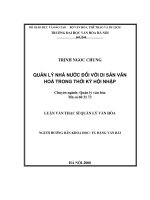 Luận văn thạc sĩ quản lý văn hóa   quản lý nhà nước đối với di sản văn hóa trong thời kỳ hội nhập 