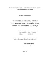 Luận văn thạc sĩ quản lý văn hóa   tổ chức hoạt động giải trí cho vận động viên tại trung tâm huấn luyện thể thao quốc gia hà nội 
