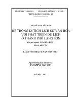 Hệ thống di tích lịch sử văn hóa với phát triển du lịch thành phố lạng sơn 