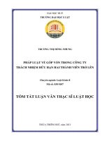 Tóm tắt Luận văn Thạc sĩ Luật Kinh tế: Pháp luật về góp vốn trong công ty trách nhiệm hữu hạn hai thành viên trở lên