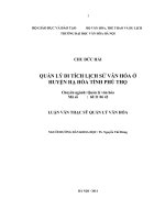 Luận văn thạc sĩ quản lý văn hóa   quản lý di tích lịch sử văn hoá ở huyện hạ hoà, tỉnh phú thọ 