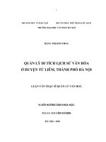 Luận văn thạc sĩ quản lý văn hóa   quản lý di tích lịch sử văn hóa ở huyện từ liêm, thành phố hà nội 
