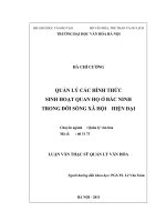 Luận văn thạc sĩ quản lý văn hóa   quản lý các hình thức sinh hoạt quan họ bắc ninh trong đời sống xã hội hiện đại 
