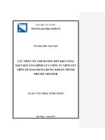 Các nhân tố ảnh hưởng đến khả năng kiệt quệ tài chính của công ty niêm yết trên sở giao dịch chứng khoán TP hồ chí minh 
