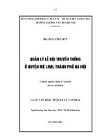 Luận văn thạc sĩ quản lý văn hóa   quản lý lễ hội truyền thống ở huyện mê linh, thành phố hà nội 