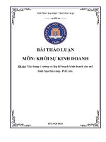 Xây dựng ý tưởng và lập kế hoạch kinh doanh cho mô hình Spa thú cưng Pet Care.