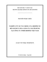 Nghiên cứu sự tác động của shopee xu đến hành vi mua sắm của người dùng tại công ty tnhh shopee việt nam 