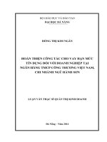 Hoàn thiện công tác cho vay hạn mức tín dụng đối với doanh nghiệp tại ngân hàng TMCP công thương việt nam chi nhánh ngũ hành sơn 