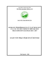 Đánh giá tình hình quản lý và sử dụng đất của các tổ chức kinh tế trên địa bàn thị xã bỉm sơn tỉnh thanh hóa giai đoạn 2014 2017 