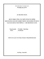 Hoàn thiện công tác phân tích tài chính khách hàng doanh nghiệp trong thẩm định tín dụng tại ngân hàng tmcp đông á chi nhánh đà nẵng 