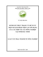 Đánh giá thực trạng và đề xuất một số giải pháp tiếp cận tín dụng của các hợp tác xã nông nghiệp tại tỉnh bắc ninh 