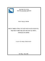 Hoàn thiện công tác kế toán ngân sách xã thị trấn trên địa bàn huyện lệ thủy tỉnh quảng bình 