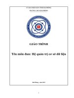 Giáo trình Hệ quản trị cơ sở dữ liệu - CĐ Công nghiệp Hải Phòng