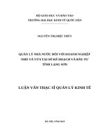 Luận văn thạc sỹ - Quản lý nhà nước đối với doanh nghiệp nhỏ và vừa tại Sở Kế hoạch và Đầu tư tỉnh Lạng Sơn