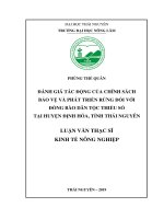 Đánh giá tác động của chính sách bảo vệ và phát triển rừng đối với đồng bào dân tộc thiểu số tại huyện định hóa tỉnh thái nguyên 