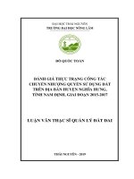 Đánh giá thực trạng công tác chuyển nhượng quyền sử dụng đất trên địa bàn huyện nghĩa hưng tỉnh nam định giai đoạn 2015 2017 