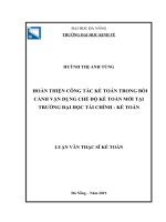 Hoàn thiện công tác kế toán trong bối cảnh vận dụng chế độ kế toán mới tại trường đại học tài chính kế toán 