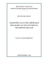 Luận văn Thạc sĩ Kinh tế: Ảnh hưởng của cú sốc chính sách tiền tệ đến các yếu tố vĩ mô của nền kinh tế Việt Nam