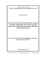 Quản lý vốn ngân sách nhà nước trong chương trình mục tiêu quốc gia xây dựng nông thôn mới 