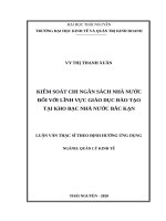 Kiểm soát chi ngân sách nhà nước đối với lĩnh vực giáo dục đào tạo tại kho bạc nhà nước bắc kạn 