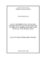 Quản lý bồi dưỡng năng lực dạy học tích hợp cho giáo viên dạy môn khoa học tự nhiên ở các trường trung học cơ sở huyện lục nam, tỉnh bắc giang​ 