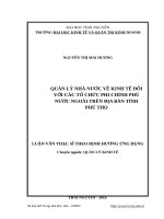 Quản lý nhà nước về kinh tế đối với các tổ chức phi chính phủ nước ngoài trên địa bàn tỉnh phú thọ 