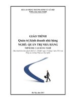 Giáo trình Quản trị kinh doanh nhà hàng (Nghề: Quản trị nhà hàng)