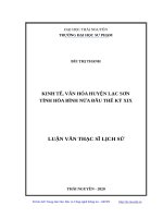 Kinh tế, văn hóa huyện lạc sơn tỉnh hòa bình nửa đầu thế kỷ XIX 