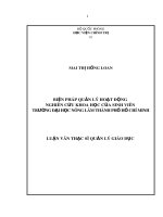 Luận văn Thạc sĩ Quản lý Giáo dục: Biện pháp quản lý hoạt động nghiên cứu khoa học của sinh viên Trường đại học Nông Lâm TP Hồ Chí Minh