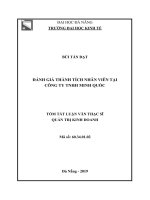Tóm tắt Luận văn Thạc sĩ Quản trị kinh doanh: Đánh giá thành tích nhân viên tại công ty TNHH Minh Quốc