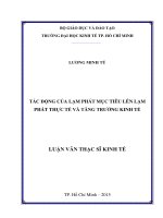Luận văn Thạc sĩ Kinh tế: Tác động của lạm phát mục tiêu lên lạm phát thực tế và tăng trưởng kinh tế